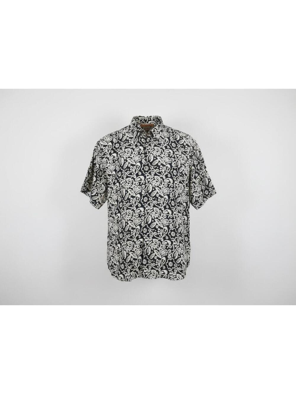 Today’s Man Shirt XXL Blue Floral Rayon Button Up Made in Korea Vintage Style